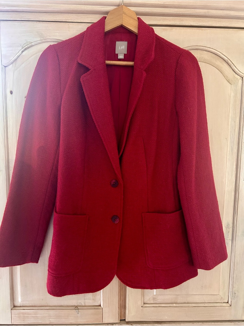 J. Jill Deep Red Textured Knit Blazer